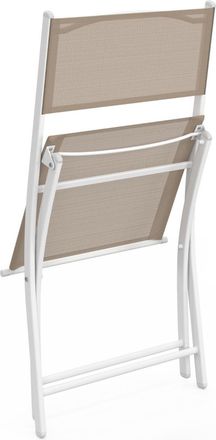 IDMarket Set Di 6 Sedie Da Giardino Pieghevoli Bastia In Metallo E Textilene Bianco E Beige Talpa