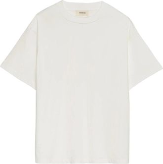 A Paper Kid Tops, Heren, Wit, L, Katoen, T-Shirt Logo Con Perle