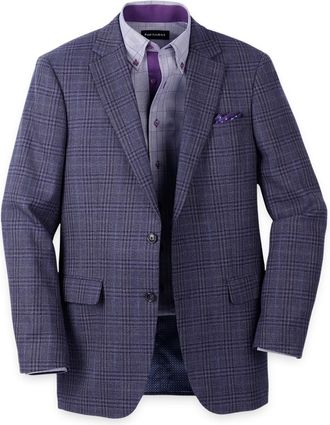 Paul Fredrick Purple Cotton Blend Single Breasted Notch Lapel Sport Coat