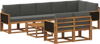 vidaXL Conjunto De Sof&aacute;s De Exterior 9 Uds. Natural Y Antracita Vidaxl