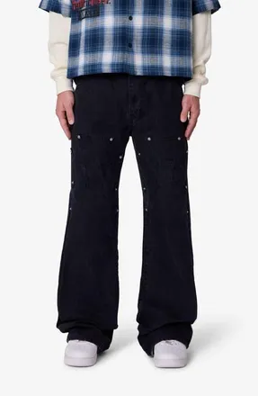 mnml Iron Cross Baggy Flare Jeans in Black at Nordstrom, Size 28