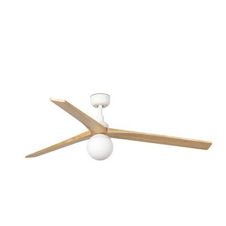 Netlighting Klim Large Smart Ceiling Fan White Oak Blades E27 Light