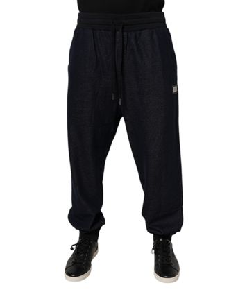 Dolce & Gabbana Mens Black Jacquard Cotton Jogger Sweatpants Pants Elastane