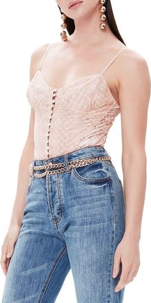 AFRM Mesh & Lace Sleeveless Thong Bodysuit in Pastel Snakednu at Nordstrom, Size X-Small