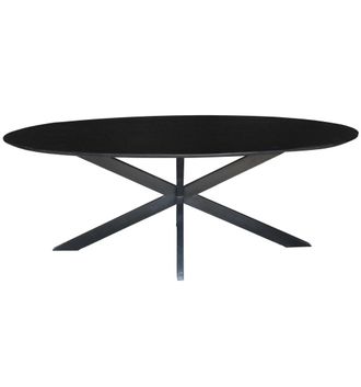 Moloo Mesa de comedor ovalada 6 personas 160 cm madera negra