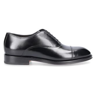 Santoni Kalfsleren Zakelijke Schoenen - Heren - Nette schoenen - Zwart - 43 1/2 EU - Leer - Schoenen
