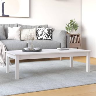 vidaXL Mesa De Centro De Madera Maciza De Pino Blanco 110x50x30 Cm Vidaxl