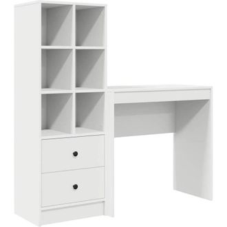 vidaXL Escritorio Con Almacenamiento 2 Pcs Blanco Madera Contrachapada Vidaxl
