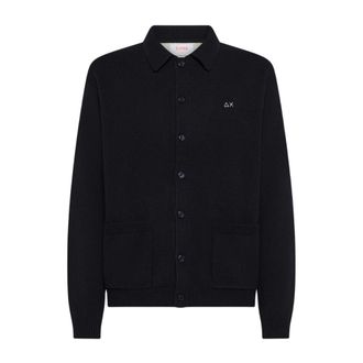 Sun 68 Truien & Vesten, Heren, Blauw, 2Xl, Polo Neck Cardigan