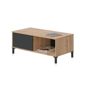 F.R.S. Frs - Mesa De Centro Brooklyn Gris Antracita - Roble Nodi 100cm (ancho) X 40cm (alto)