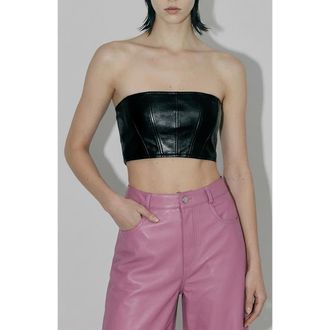 AS by DF Magra Recycled Leather Top in Black at Nordstrom, Size X-Small