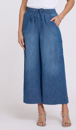 NYDJ Whitney Crop Wide Leg Drawstring Cargo Pants in Mission Blue at Nordstrom, Size X-Small