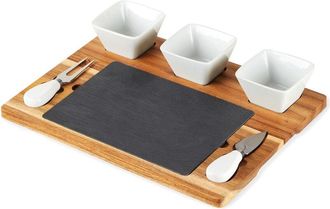 Twine Acacia/Slate Cheese Board Set With Ceramic Bowls