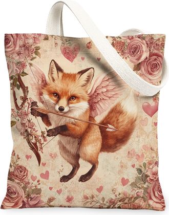 Generic Valentines Day Sloth Canvas Tote Bag for Shopping 13x15, Vintage Aesthetic Rose Animal Reusable Grocery Print Bag for Women, Holiday Beach Aesthetic P