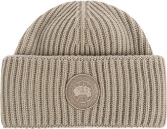 Canada Goose Wool Beanie Met Logopatch - Dames - Hoeden - Beige - ONE Size - Wol - Accessoires