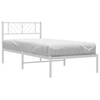 vidaXL Estructura Cama Sin Colch&oacute;n Con Cabecero Metal Blanco 90x190 Cm Vidaxl