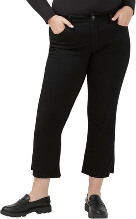 Silver Jeans Co Suki Curvy Raw Hem Mid Rise Kick Flare Jeans in Black at Nordstrom, Size 14W X 27