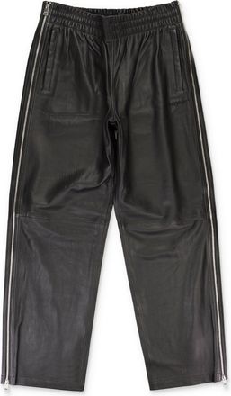 Purple LEATHER SIDE ZIP TRACK PANT BLACK TRACK PANTS