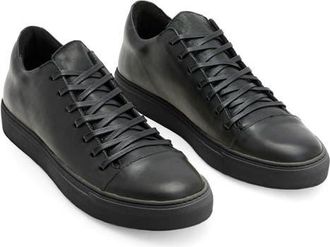 John Varvatos Reed Low Top Leather Sneaker in Black at Nordstrom, Size 11.5