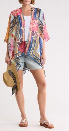Nine West Patchwork High-Low Topper & Hat Set in Navy Multi at Nordstrom Rack