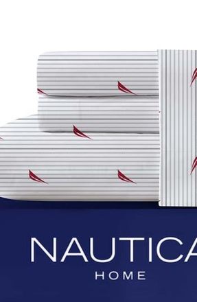 Nautica Audley Stripe Sheet Set in Red/Grey at Nordstrom Rack, Size Full