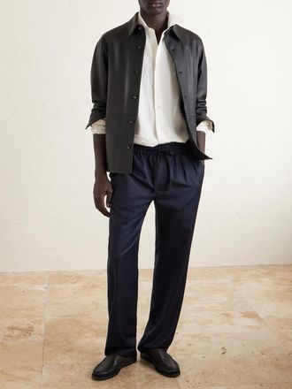 Dolce & Gabbana Straight-Leg Virgin Wool Drawstring Trousers