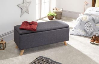 GFW Secreto Fabric Storage Ottoman Bench in Dark Grey