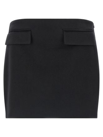Ferragamo Black Virgin Wool Long Womens Skirt