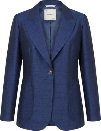 Emma & Gaia Zijden Taft Blazer - Dames - Blazers - Blauw - 2XL - Jassen