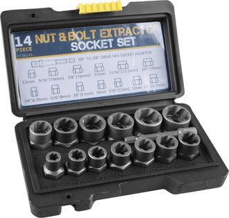 OEM Juego De 14 Extractores De Tuercas, Juego De Extractores De Tornillos Con Perfil Espiral, Juego De Llaves De Vaso, Extractor De Pernos Para Extraer Tu