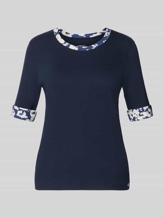 Marc Cain T-Shirt mit Rundhalsausschnitt und &Auml;rmeln mit Aufschlag in Marine, Gr&ouml;&szlig;e 34