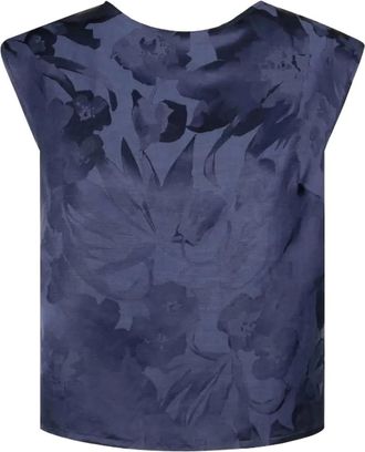 Glanshirt Top a fiori - Blu