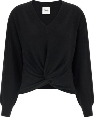 Nude Black Knitted V Neck Sweater