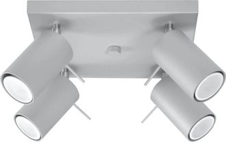 Wonderlamp Plaf&oacute;n de techo cuadrado con 4 focos orientables gris