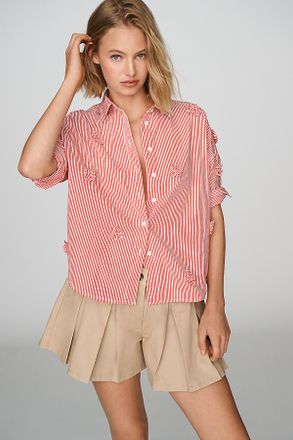 Maeve Mabel 100% Cotton Boxy Oxford Shir Top
