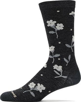Smartwool Everyday Garden Gala Crew Socks Sock Charcoal : LG (Womens Shoe 10-12.5), Nylon/Wool