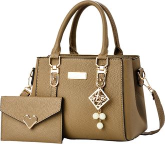 Generic Women Handbags Large Tote Shoulder Bag Crossbody Bag for Women Color PU Leather Ladies Top Handle Satchel Hobo 2pcs Purse Set Birthday Gifts for Mum C