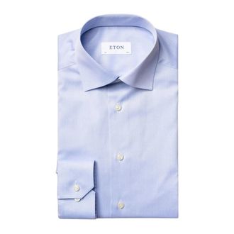 Eton Formal Shirts, male, Blue, Size: 4XL Blue Signature Twill Slim Fit Shirt