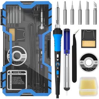 OEM Kit De Soldador El&eacute;ctrico Ajustable Con Banda Templada, Juego De 8, Soldador Azul Templado