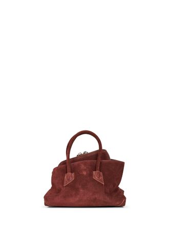 The Attico Womens Top Handle Bag La Passeggiata Mini Suede Brown Calf Leather Handbags Hand