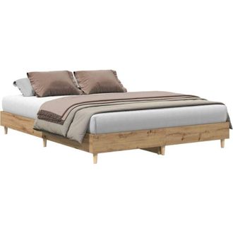 vidaXL Bed Frame No Mattress Artisan Oak 150x200 cm King Size Engineered Wood vidaXL