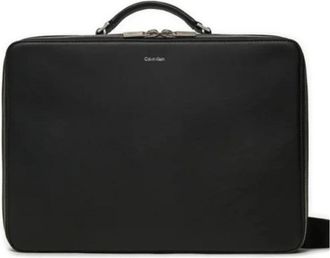 Calvin Klein Zwarte PU Leren Laptoptas - Heren - Laptoptassen - Zwart - ONE Size - Tassen