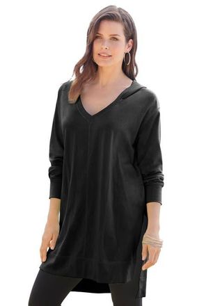 Roaman's French Terry Tunic Hoodie in Black at Nordstrom, Size 20