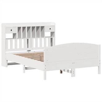 Berkfield Home Decorative Bookcase Bed without Mattress White 160x200cm Solid Wo | Size: 160x200 cm