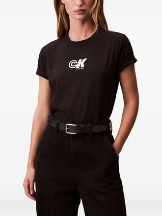 Calvin Klein logo T-shirt - women - Cotton - M - Black