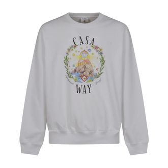 Casablanca Sweatshirts, male, White, Size: L Casa Way Crew Neck Sweatshirt