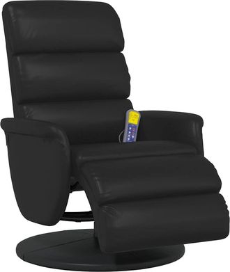 vidaXL Vidaxl - Sill&oacute;n Reclinable Masaje Con Reposapi&eacute;s Cuero Sint&eacute;tico Negro