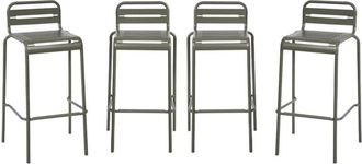 Sweeek Set of 4 steel and stackable garden high chairs, Amelia, Khaki Green, 44x41x85 cm
