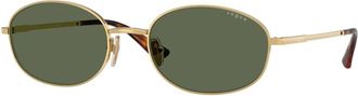 Vogue Eyewear Gedurfde ovale zonnebril met donkergroene lenzen - unisex - Zonnebrillen - Geel - 56 MM - Accessoires