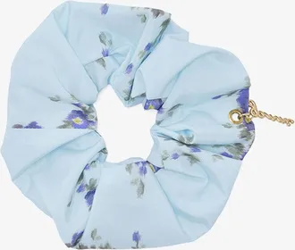 Ganni Iced Aqua Scrunchie in Printed Blue